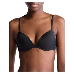 NWT Calvin Klein Womens Attraction Push Up Plunge Bra QF7578 Black 32DD